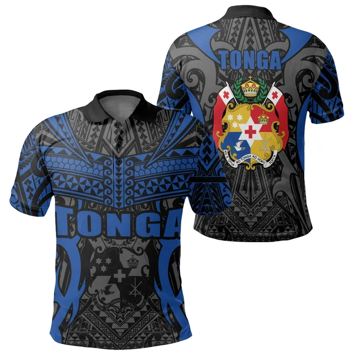 Tonga Polo Shirt - Kingdom of Tonga Black Blue J0