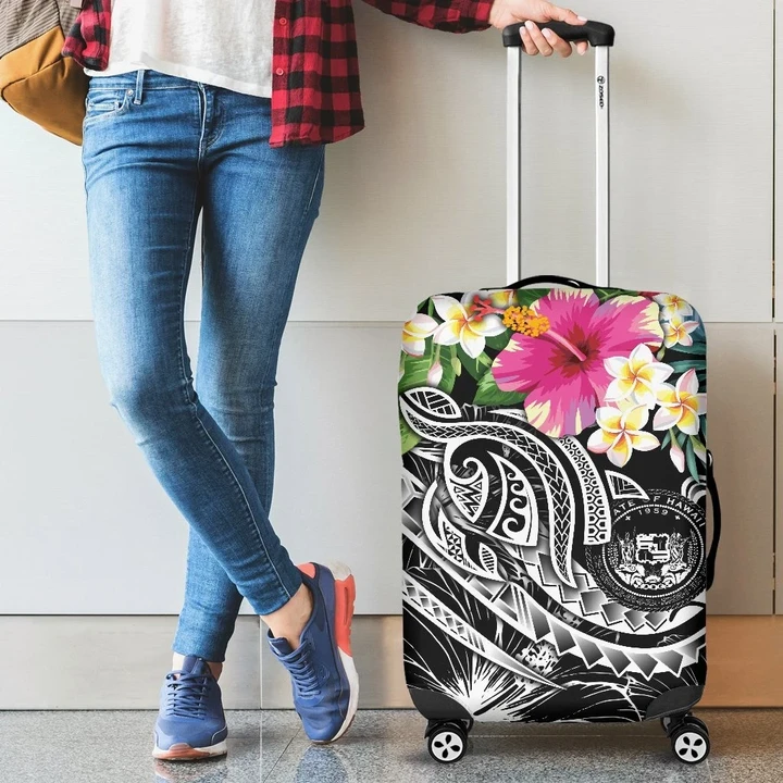 Polynesian Hawaii Luggage Covers - Summer Plumeria (Black)