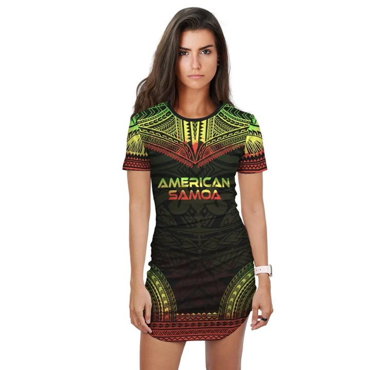 American Samoa Polynesian T-Shirt Dress - Polynesian Chief Reggae Version