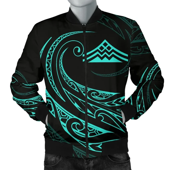Mauna Kea Polynesian Men√¢‚Ç¨‚Ñ¢s Bomber Jacket - Turquoise - Frida Style - AH J9
