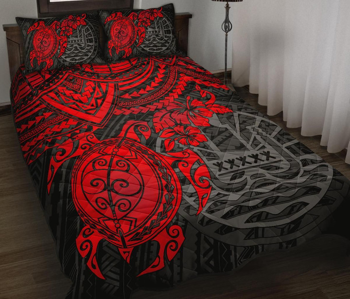 Tahiti Polynesian Premium Quilt Bed Set - Red Turtle