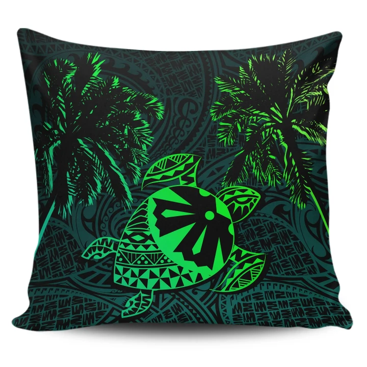 Fiji Islands Tapa Turtle Zipper Pillow Cases - Green | Home Set | 1sttheworld