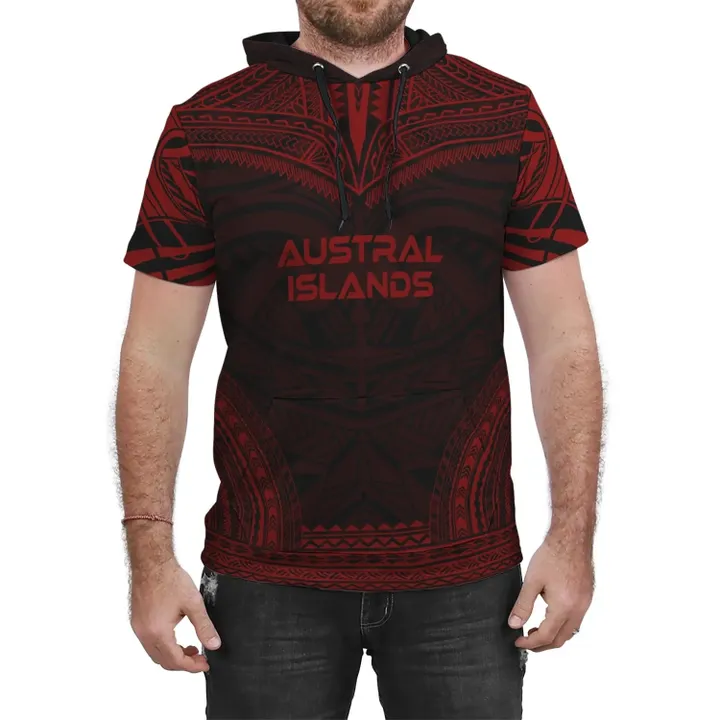Austral Islands Red Polynesian Chief Hoodie T-Shirt