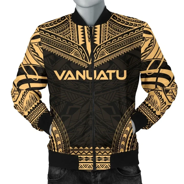 Vanuatu Polynesian Chief Men's Bomber Jacket - Gold Version