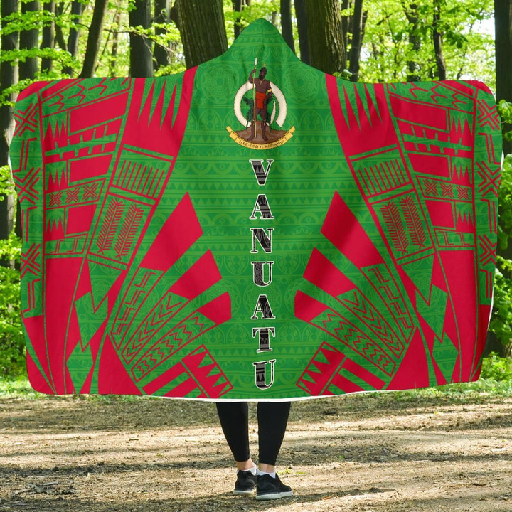 Vanuatu Hooded Blanket - Polynesian Tattoo Flag