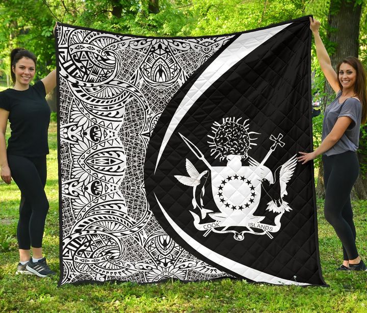 Cook Islands Coat Of Arms Polynesian Premium Quilt - Circle Style