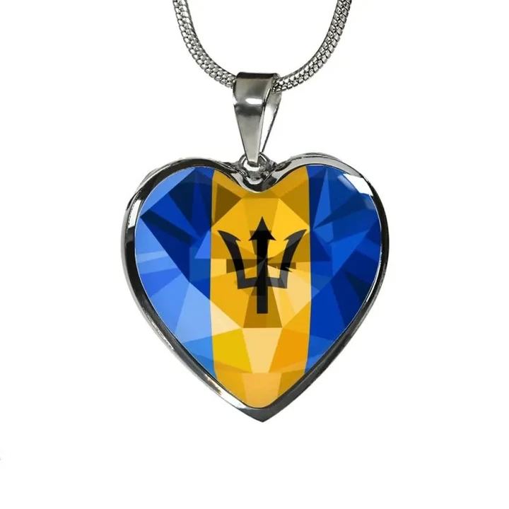 Polygonal Barbados Flag Heart-Shaped Jewelries K5 |Accessories| 1sttheworld