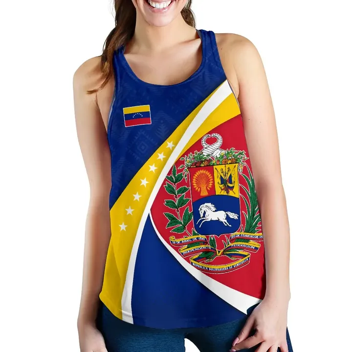 Venezuela Racerback Tank, Venezuela Coat Of Arms Pattern Women  A10