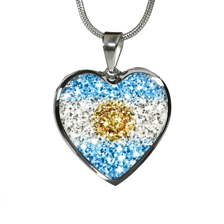 Argentina Flag Sparkling Heart-Shaped  ( Necklace/Bangle) A1