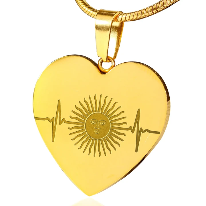 Argentina In My Heartbeat Gold-Plated Engraved Necklace A0
