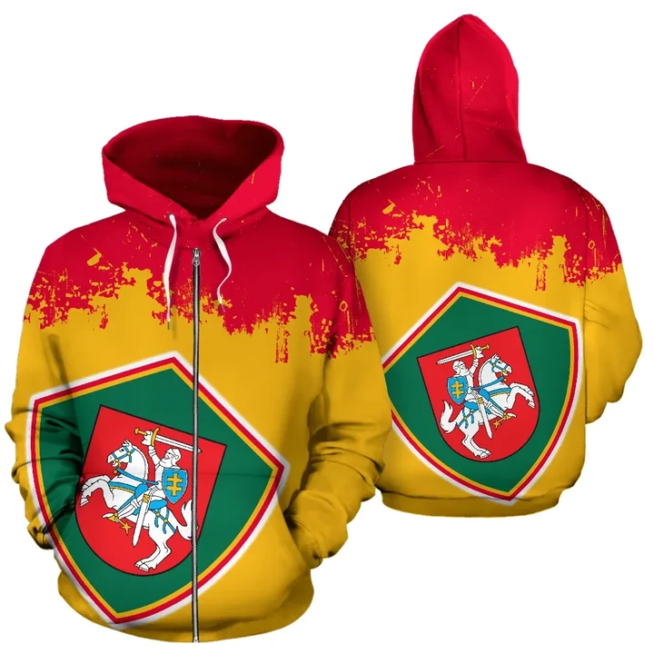 Lithuania All Over Zip-Up Hoodie - Grunge Style - BN01