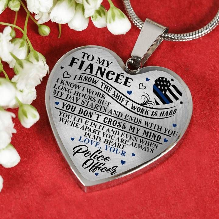 To My Fiancee Police Heart Necklace (USA Made) A7