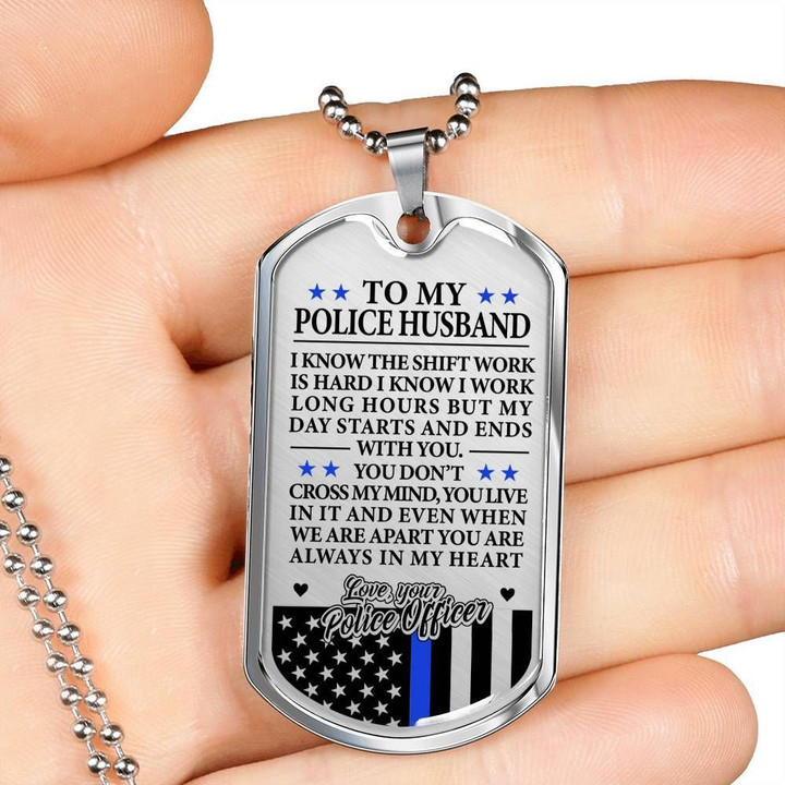 Police Officer's Husband Always In My Heart Dog Tag (USA Made) A7