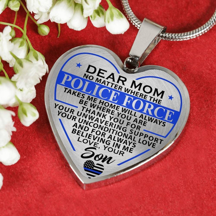Police Mom Take Me Home - Mom - Heart Necklace (USA Made) A7