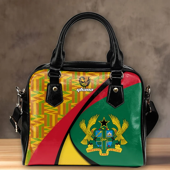 1stThewWorld Ghana Shoulder Handbag, Ghana Coat Of Arms Pattern A10