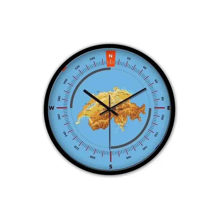 Switzerland Wall Clock - Physical Map K3