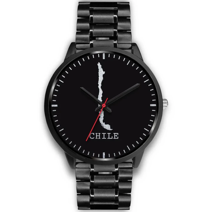 Chile Watch (Black) - Chile Silver Map Handwatch 01 Z4