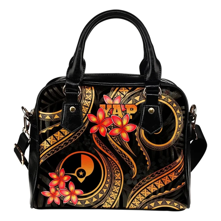 Yap Micronesian Shoulder Handbag - Gold Plumeria - BN11