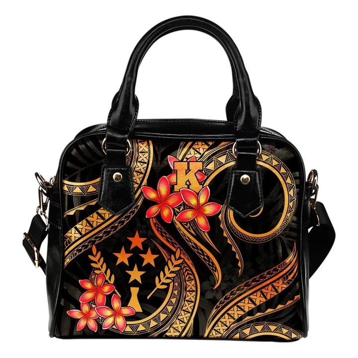 Kosrae Micronesian Shoulder Handbag - Gold Plumeria - BN11