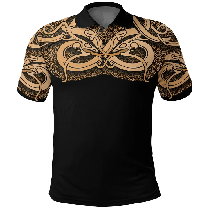 Vikings Polo Shirt - Best Viking Tattoo Gold A7