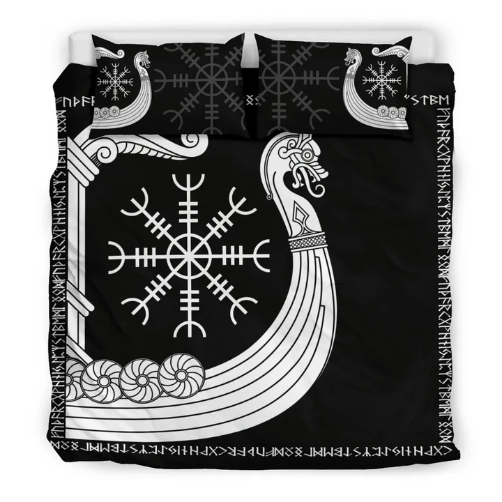 Warship Of The Vikings Duvet Cover K5 - Black Version