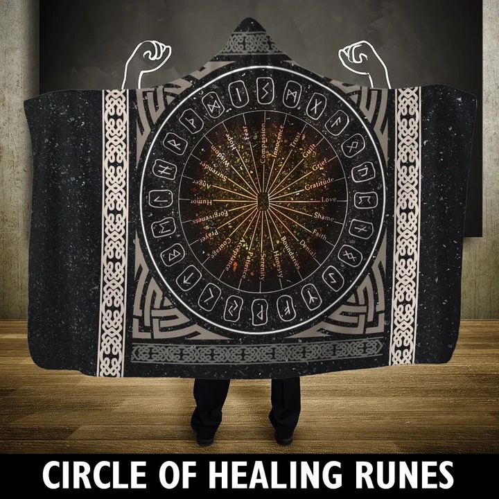 Viking Hooded Blanket - A Circle Of Healing Runes A7