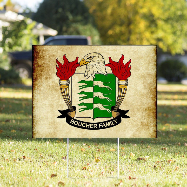 Boucher USA Crest Yard Sign - Vintage Style - American Family Crest | 1500 Crests | Fast Shipping | Shipping Worldwide