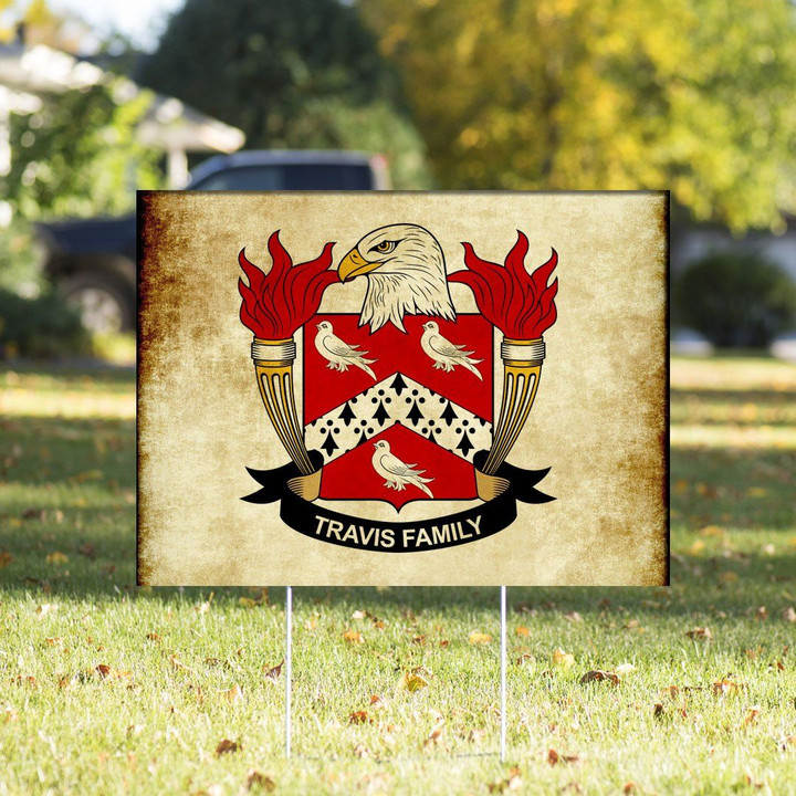 Travis USA Crest Yard Sign - Vintage Style - American Family Crest ...
