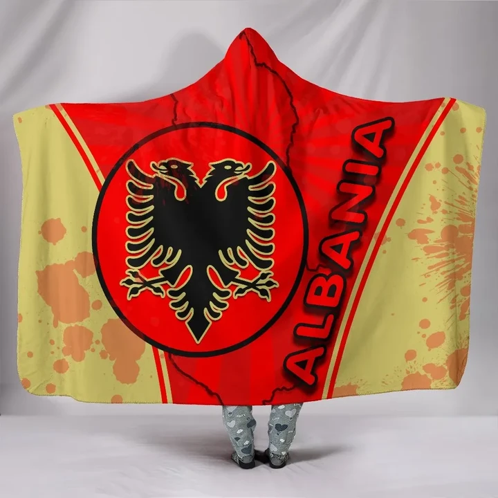 Albania Hooded Blanket Circle Stripes Flag Version