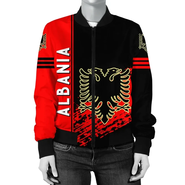 Albania Coat Of Arms Women Bomber Jacket Quarter Style J71