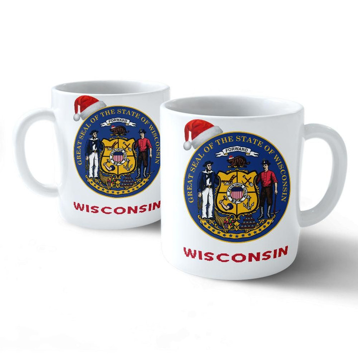 Christmas Wisconsin Coat Of Arms Mug