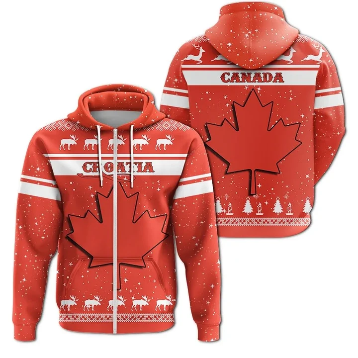 Christmas Canada Coat Of Arms Zip Hoodie