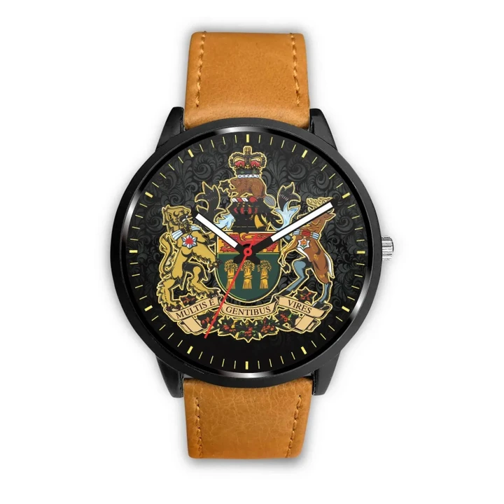Canada Coat Of Arms Saskatchewans Leather/Steel Watch TH7 |Men and Women| 1sttheworld