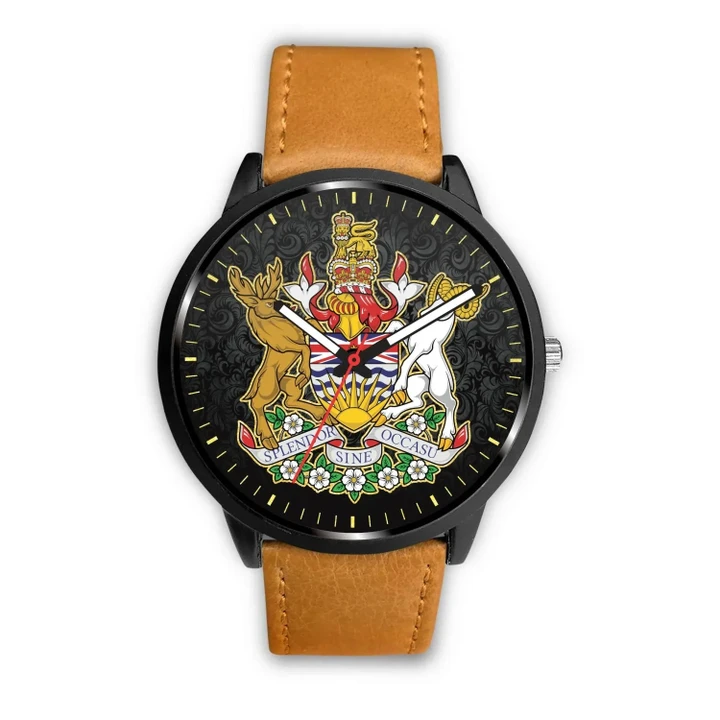 Canada Coat Of Arms British Columbia Leather/Steel Watch TH7 |Men and Women| 1sttheworld