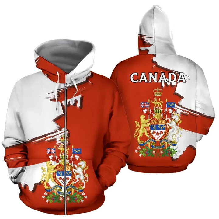 Canada Coat Of Arms Unique Zip Hoodie - Scratch Style - J5