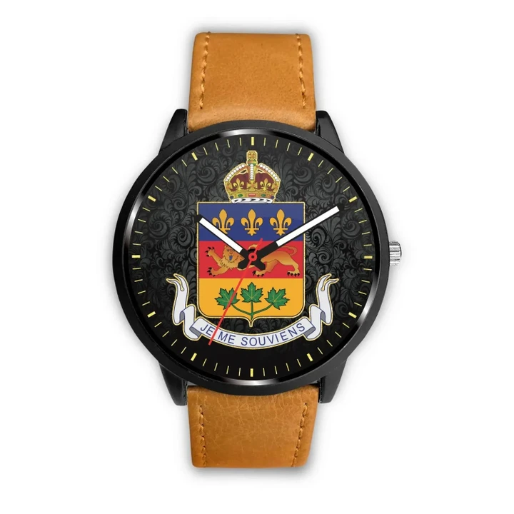 Canada Coat Of Arms Quebec Leather/Steel Watch TH7 |Men and Women| 1sttheworld