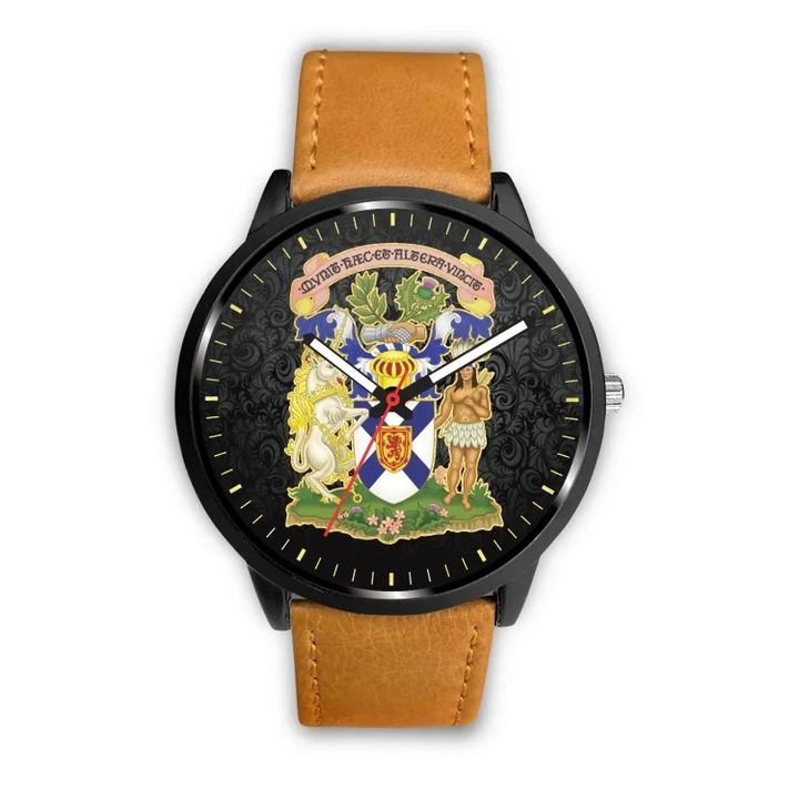 Canada Coat Of Arms Nova Scotia Leather/Steel Watch TH7 |Men and Women| 1sttheworld