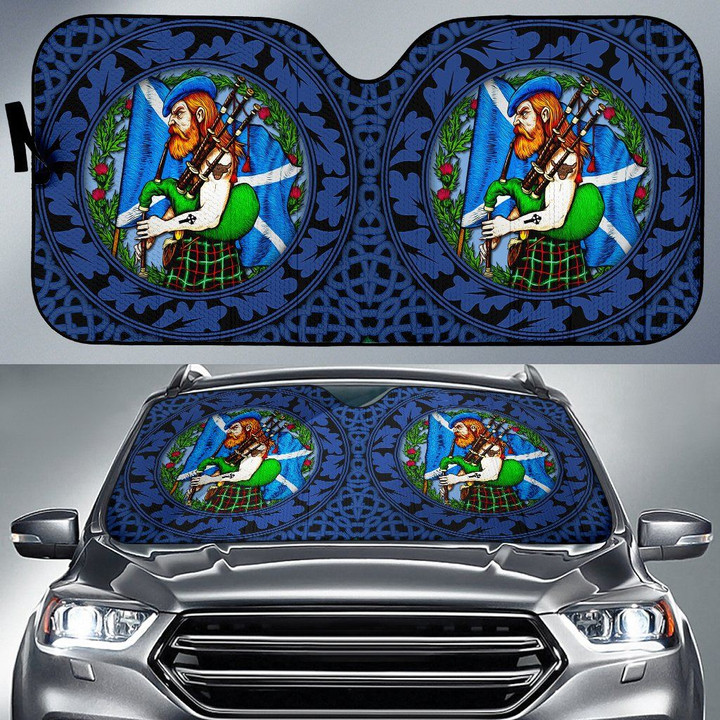 Scotland Highlander Men with Traditional Bagpipes Auto Sun Shades - BN21