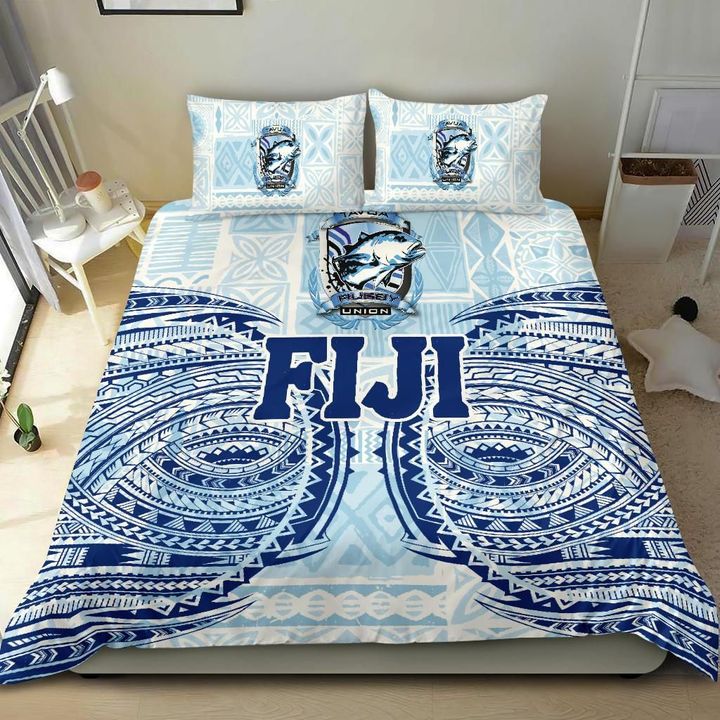 Fiji Tavua Rugby Tapa Bedding Set Polynesian Blue A7