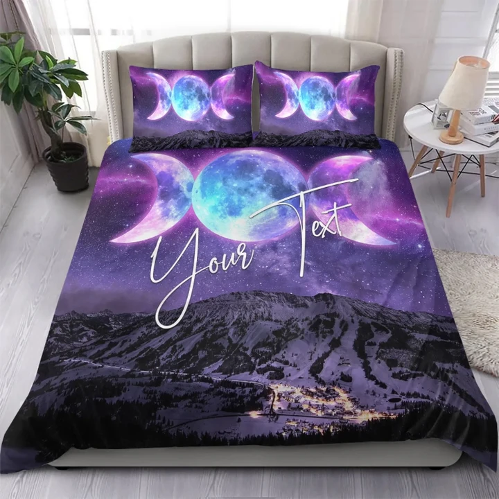 Celtic Custom Personalized Wicca Bedding Set - Triple Moon In Midnight - BN22