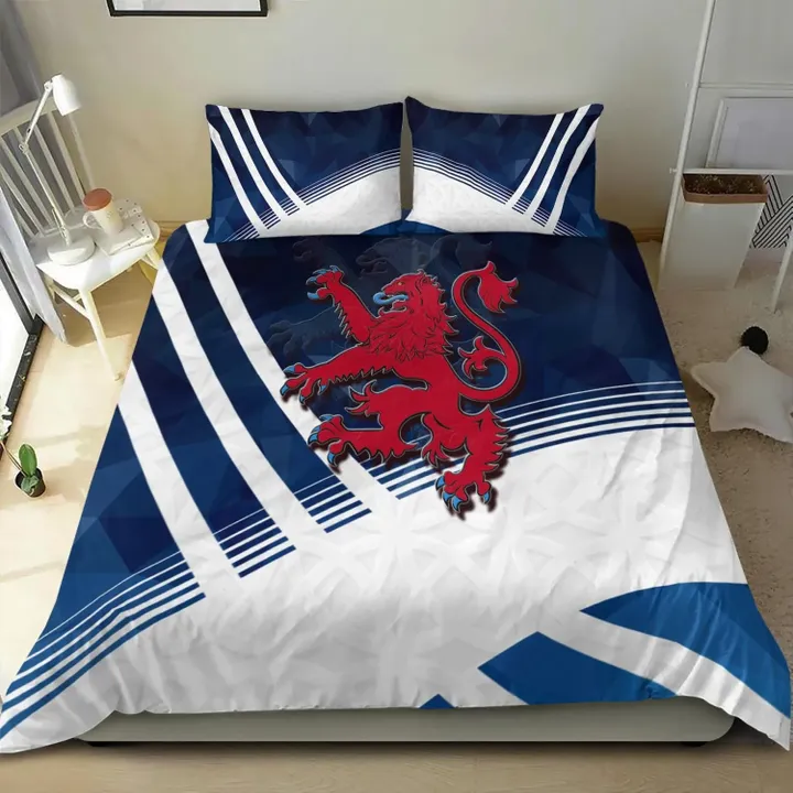 Scotland Celtic Bedding Set - Scottish Flag Lion Polygon Style - BN23