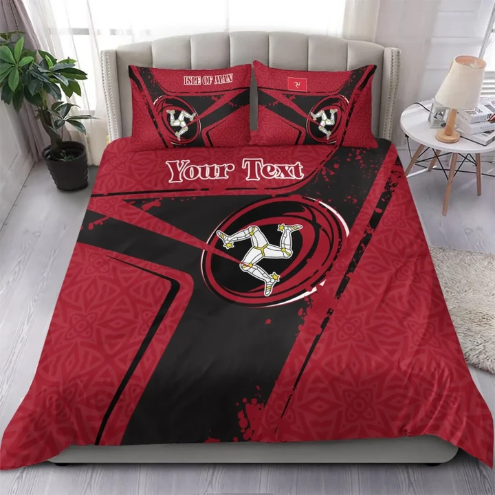 (Custom Text) Isle Of Man Rugby Personalised Bedding Set - Isle Of Man Rugby - BN23