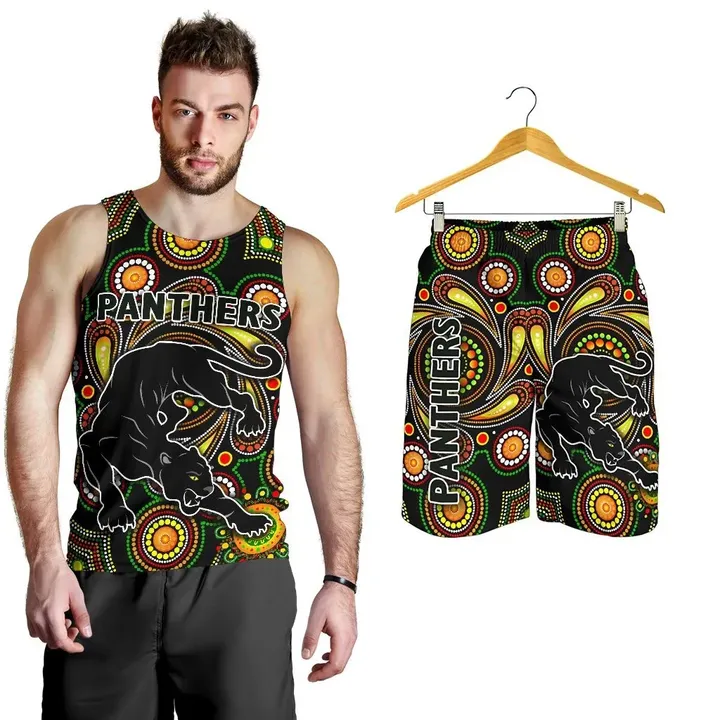 Combo Men Tank Top and Men Short Penrith Panthers Indigenous Vibes A7