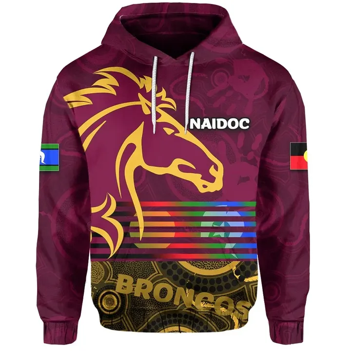 (Custom Personalised) Naidoc Brisbane Broncos Hoodie Aboriginal A7
