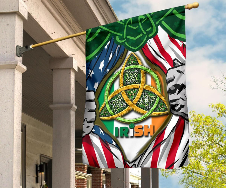 Irish American Heritage Flag - Irish Blood Runs Through My Veins - BN21