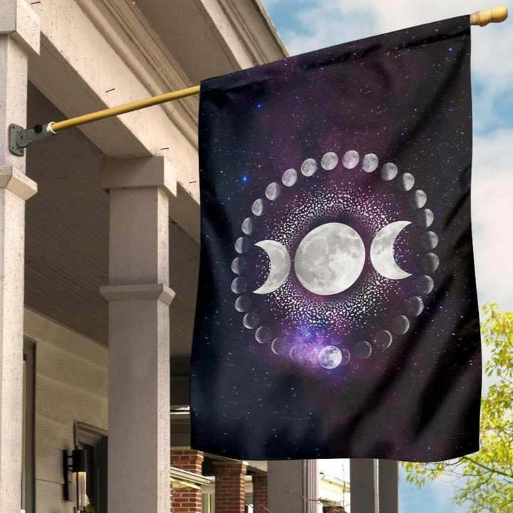 Celtic Wicca Flag  - Moon Phases Wicca with Pentagram - BN21