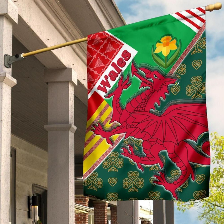 Celtic Wales Flag - Cymru Dragon and Daffodils - BN21