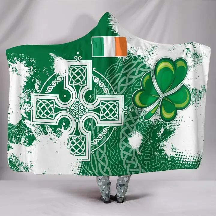 Ireland Celtic Hooded Blanket - Irish Celtic Cross - BN15