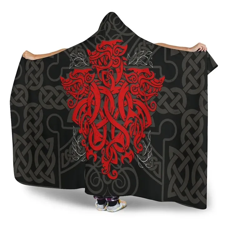 Celtic Three Dragon Hooded Blanket - BN18
