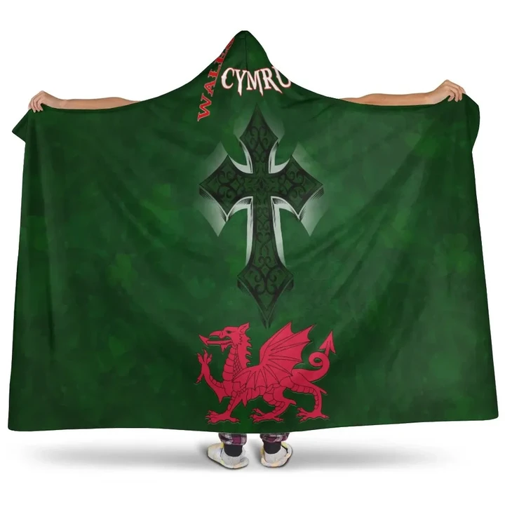 Wales Hooded Blanket - Wales Cymru Celtic Cross - BN25